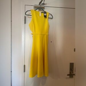 Yellow midi dress with cut outs BNWT